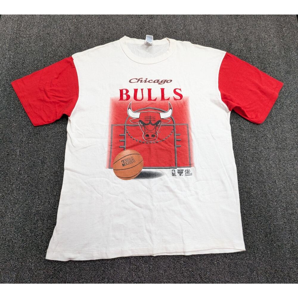 Vintage GTS 1994 NBA Chicago Bulls Single Stitch White Red Tee T-shirt Size XL